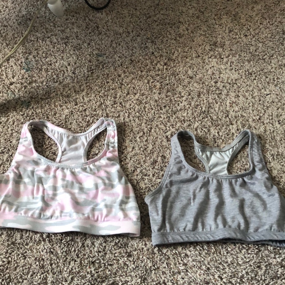 two very nice sports bras for girls with 100% polyester made in bangladesh